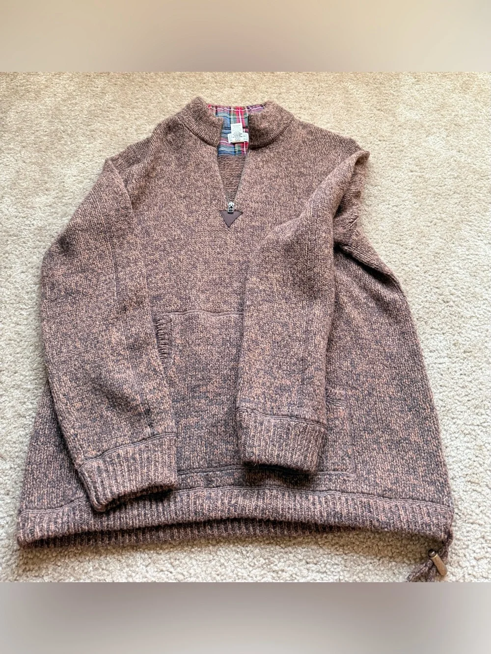 LL Bean wool Half-Zip Pullover Sweater - Brown Heather Sz xl